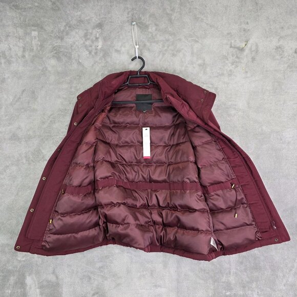 Womens Talbots Burgundy Down Puffer Jacket Full Zip & Snap Buttons Polyester L - Picture 3 of 10
